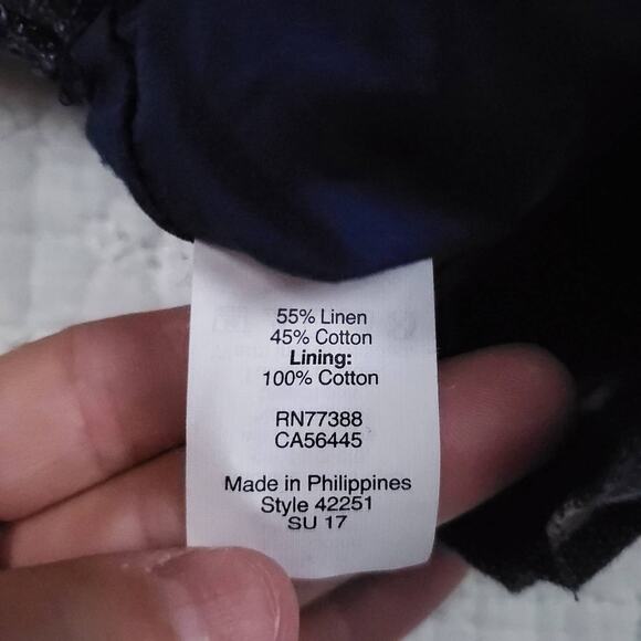 J.Crew Aztec Western Linen Blue Skirt Feather Design Pocket Paper Bag Waist 4 - Picture 6 of 8